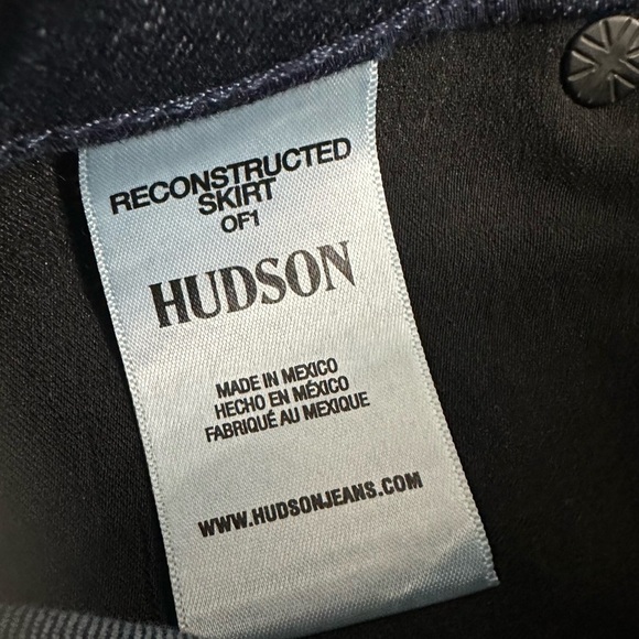Hudson Denim Midi Skirt Jean Reconstructed Metallic Silver Blue Cotton Size 28 - Picture 6 of 8
